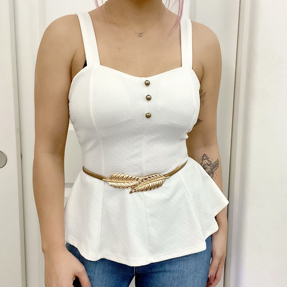 White Sleeveless Peplum Top